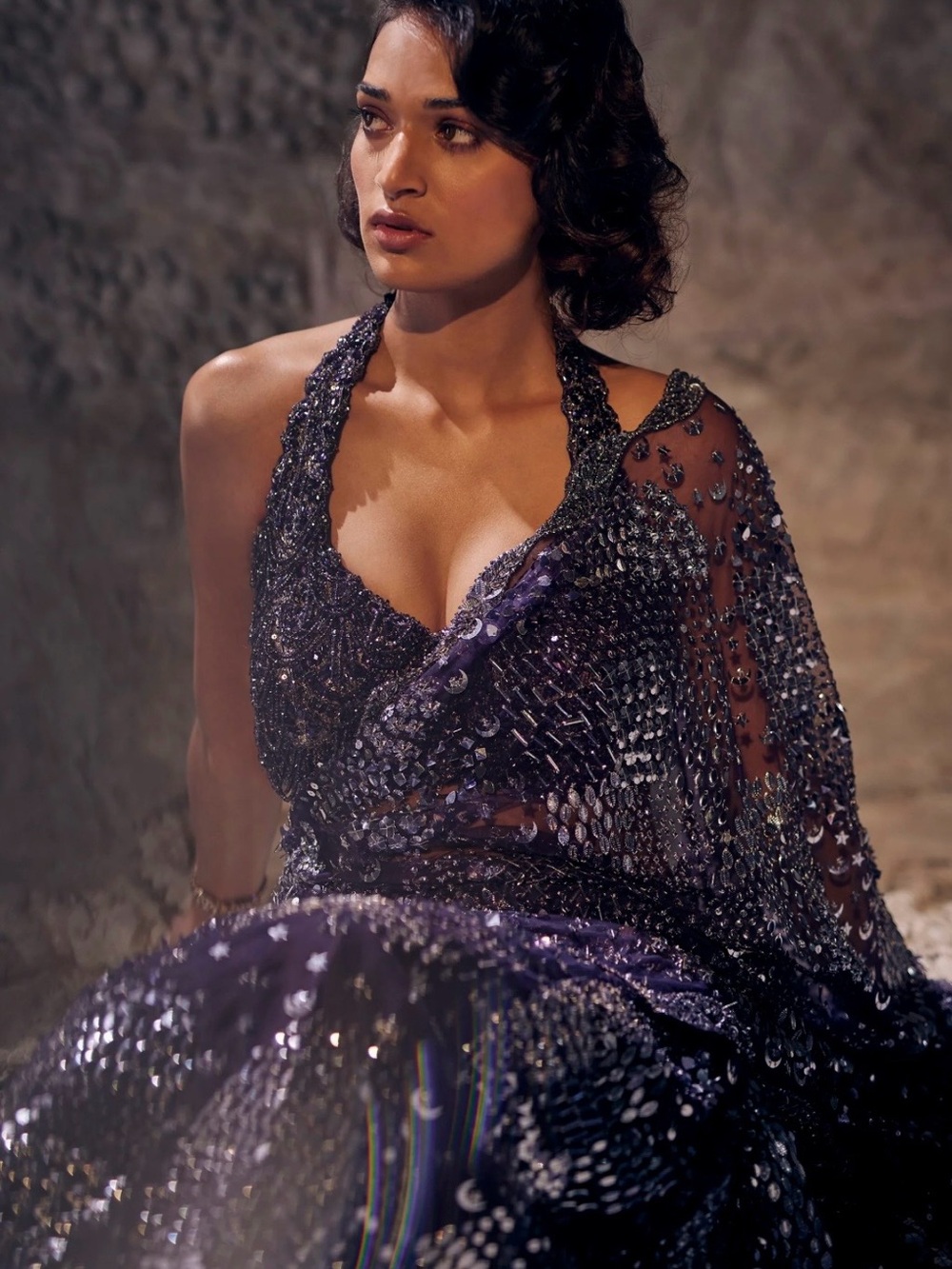 Rimple and Harpreet Purple Saree